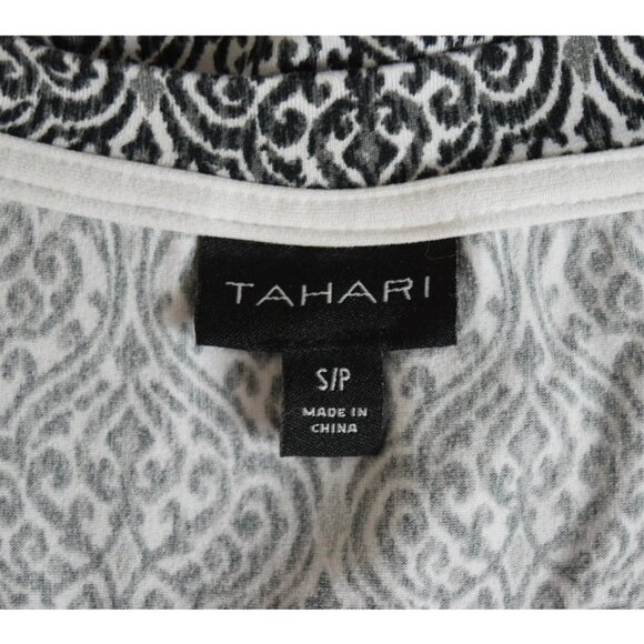 TAHARI NIGHTGOWN BLACK DAMASK PRINT V-NECK DRESS - Picture 5 of 6